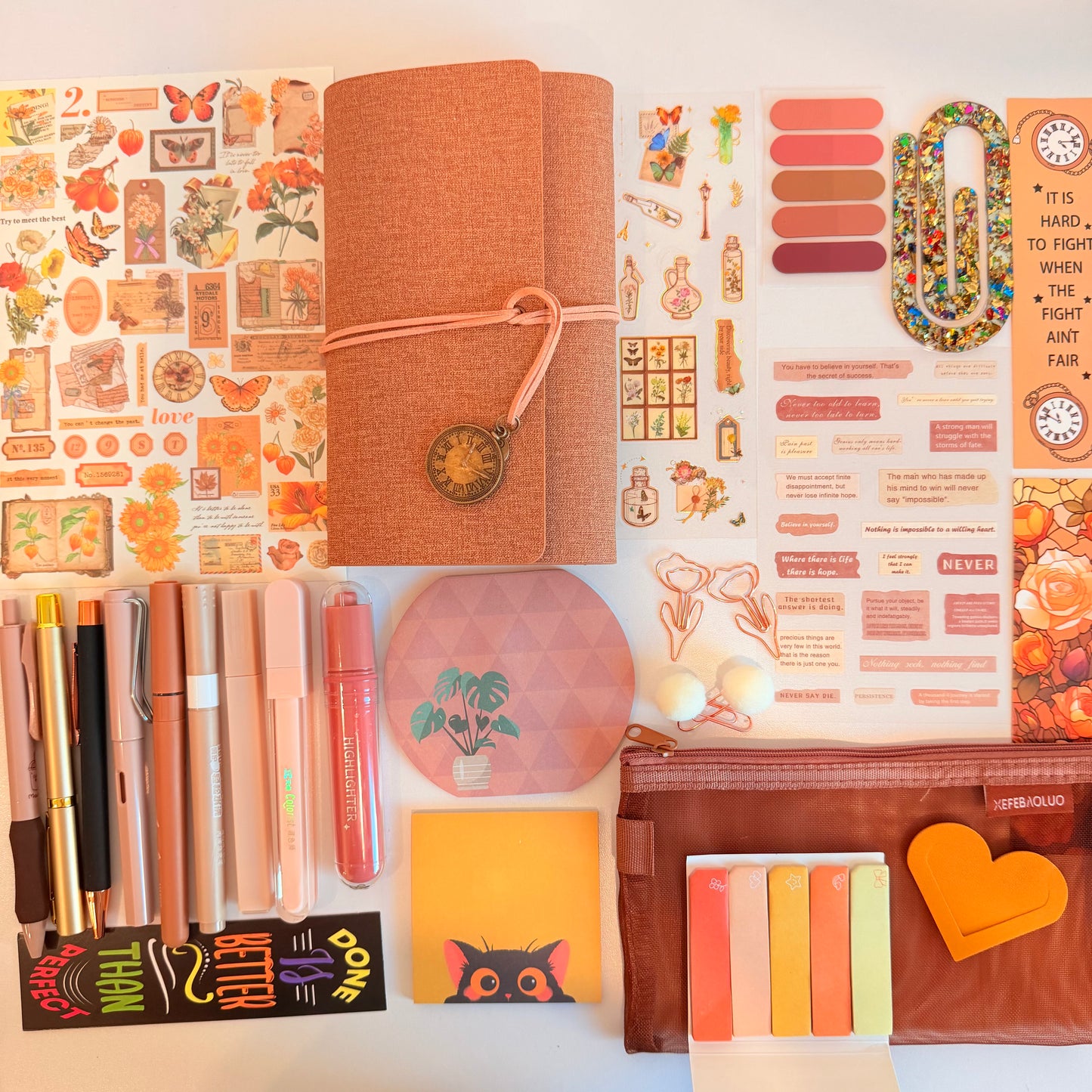 Warm Beige Aesthetic Stationery Set ā Neutral Cozy Desk Essentials