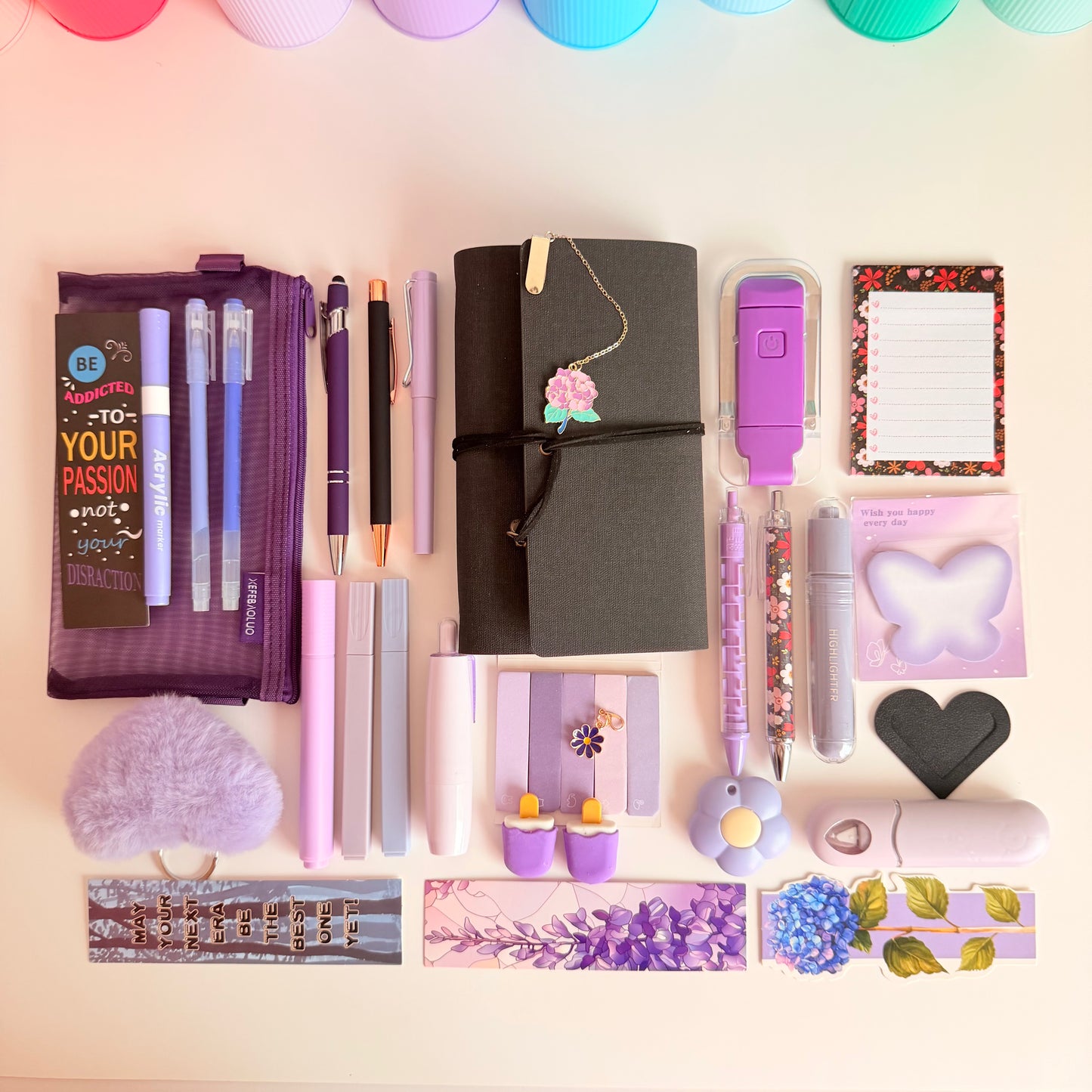 Midnight Lavender Stationery Bundle | Black Journal Gift Set