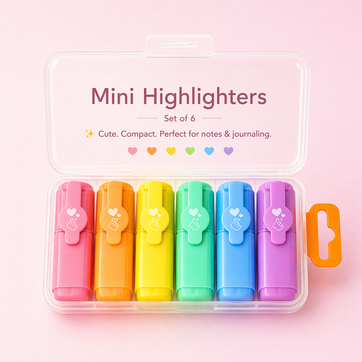 Mini Highlighters Set – 6 Cute Pastel Colors