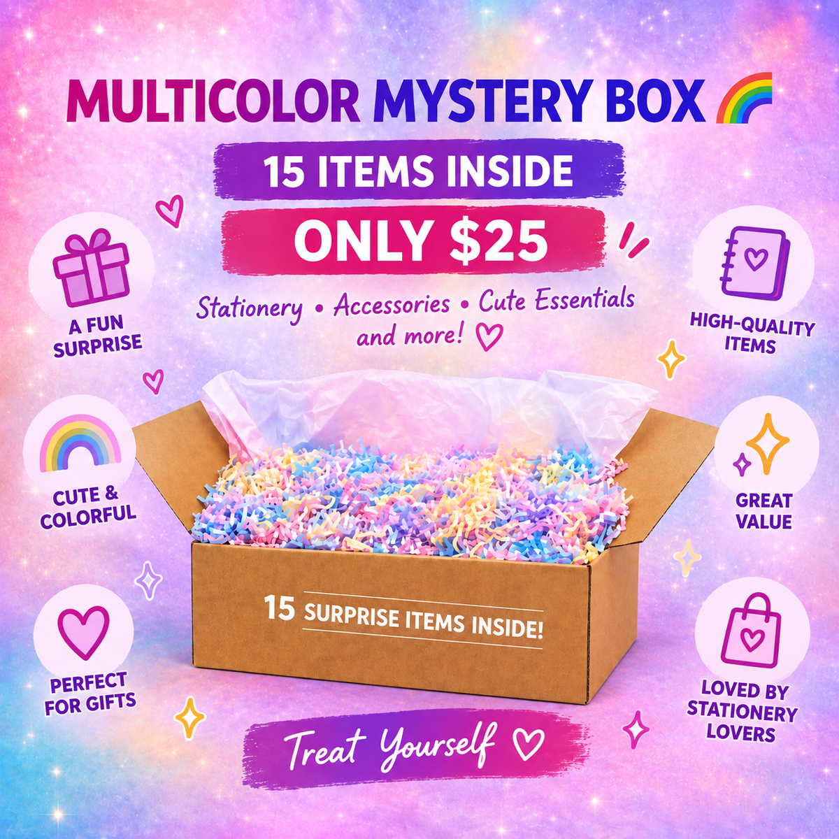 Multicolor Mystery Box β 15 Stationery Items Inside | Limited Edition