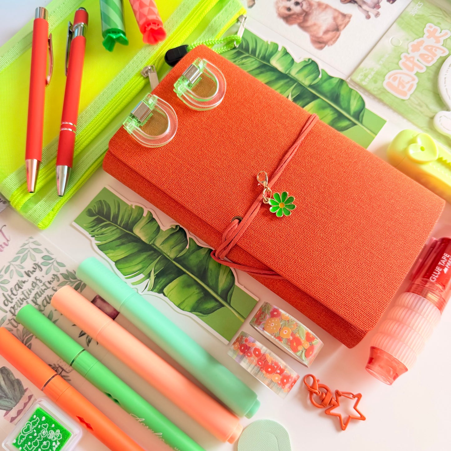 Bold Orange & Green Stationery Box