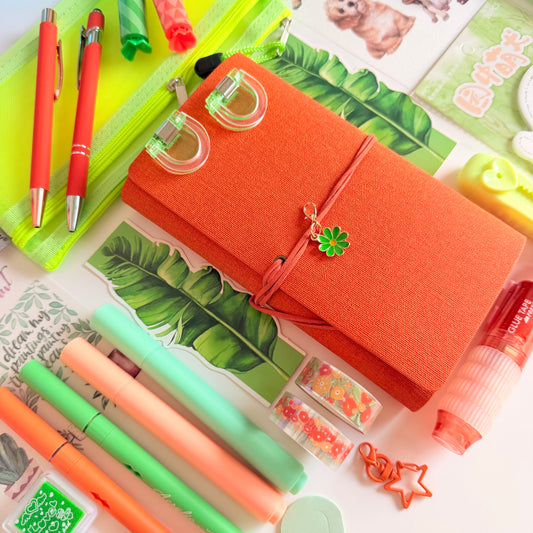 Bold Orange & Green Stationery Box