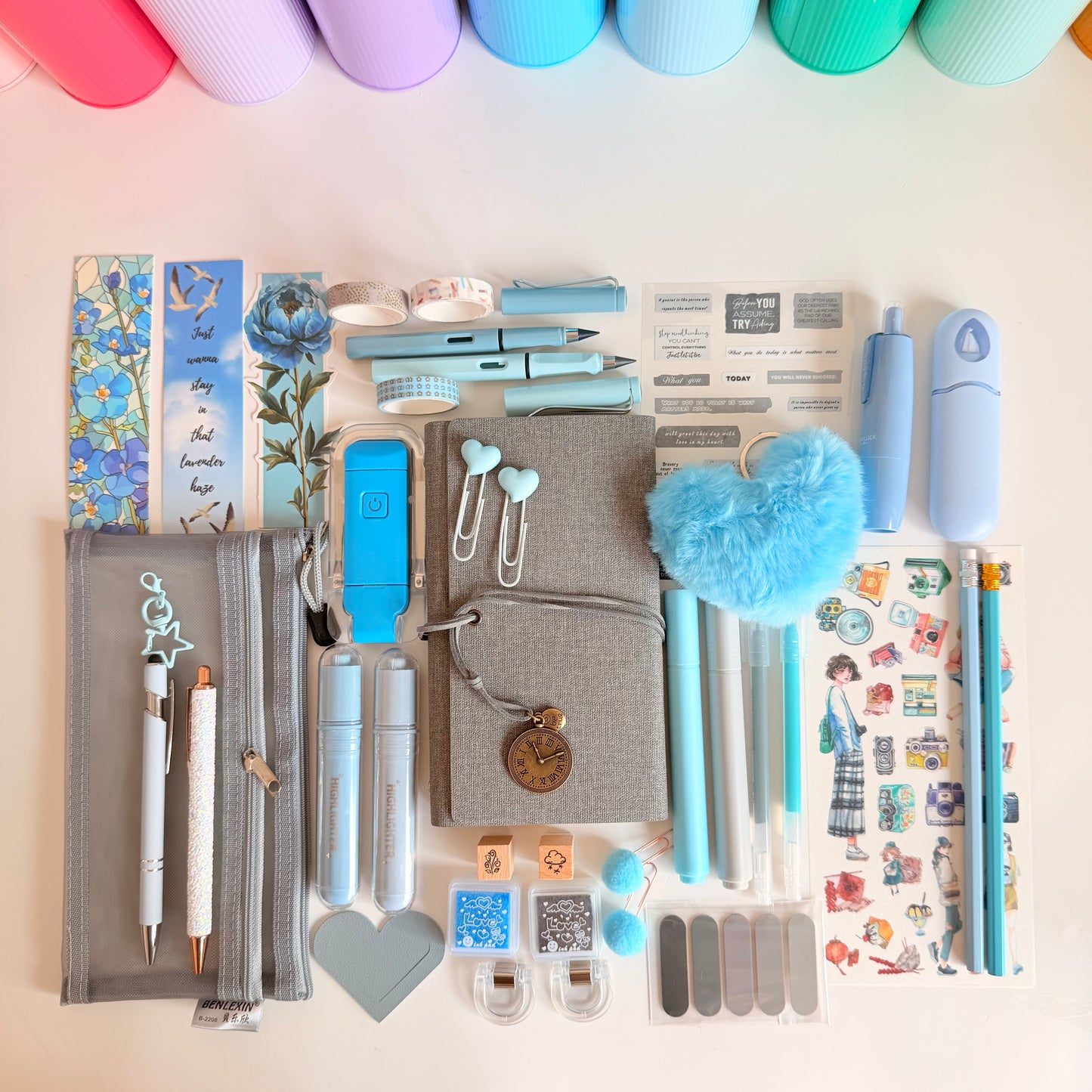 Gray & Sky Blue Stationery Bundle | Journal Essentials