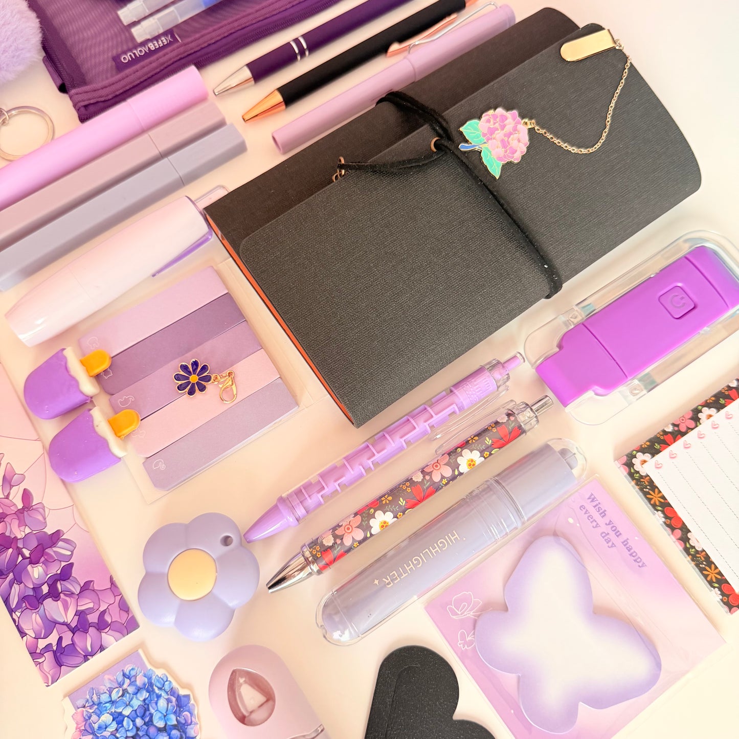 Midnight Lavender Stationery Bundle | Black Journal Gift Set