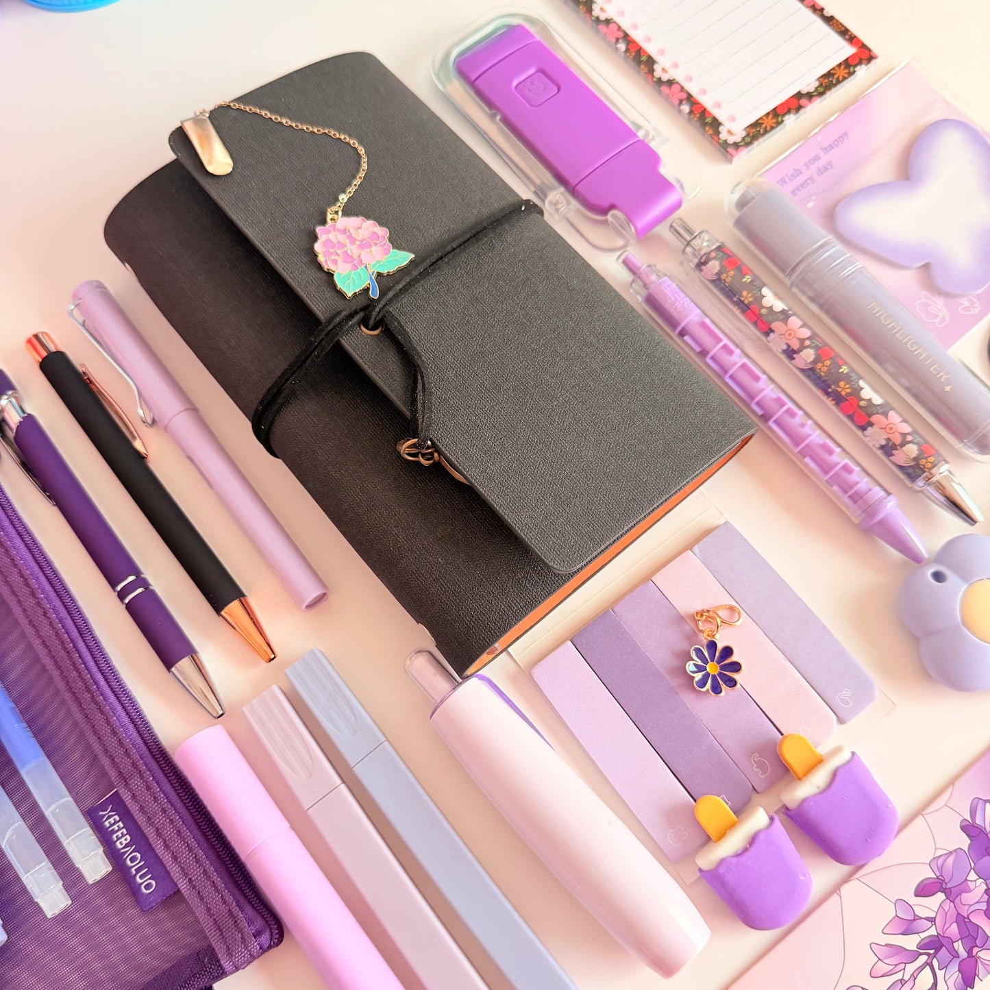 Midnight Lavender Stationery Bundle | Black Journal Gift Set
