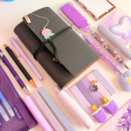 Midnight Lavender Stationery Bundle | Black Journal Gift Set