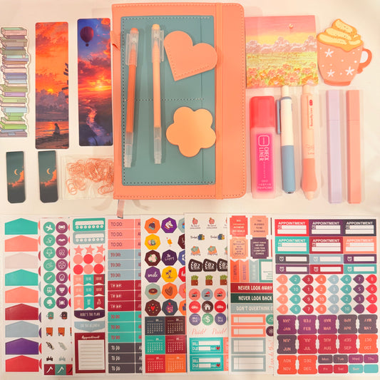 Pastel Planner Stationery Set – Aesthetic Notebook, Stickers, Pens & Accessories Kit