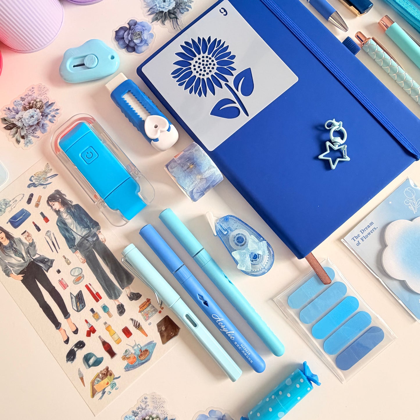 Blue Stationery Gift Set – Notebook, Pencil Case, Pens & Accessories