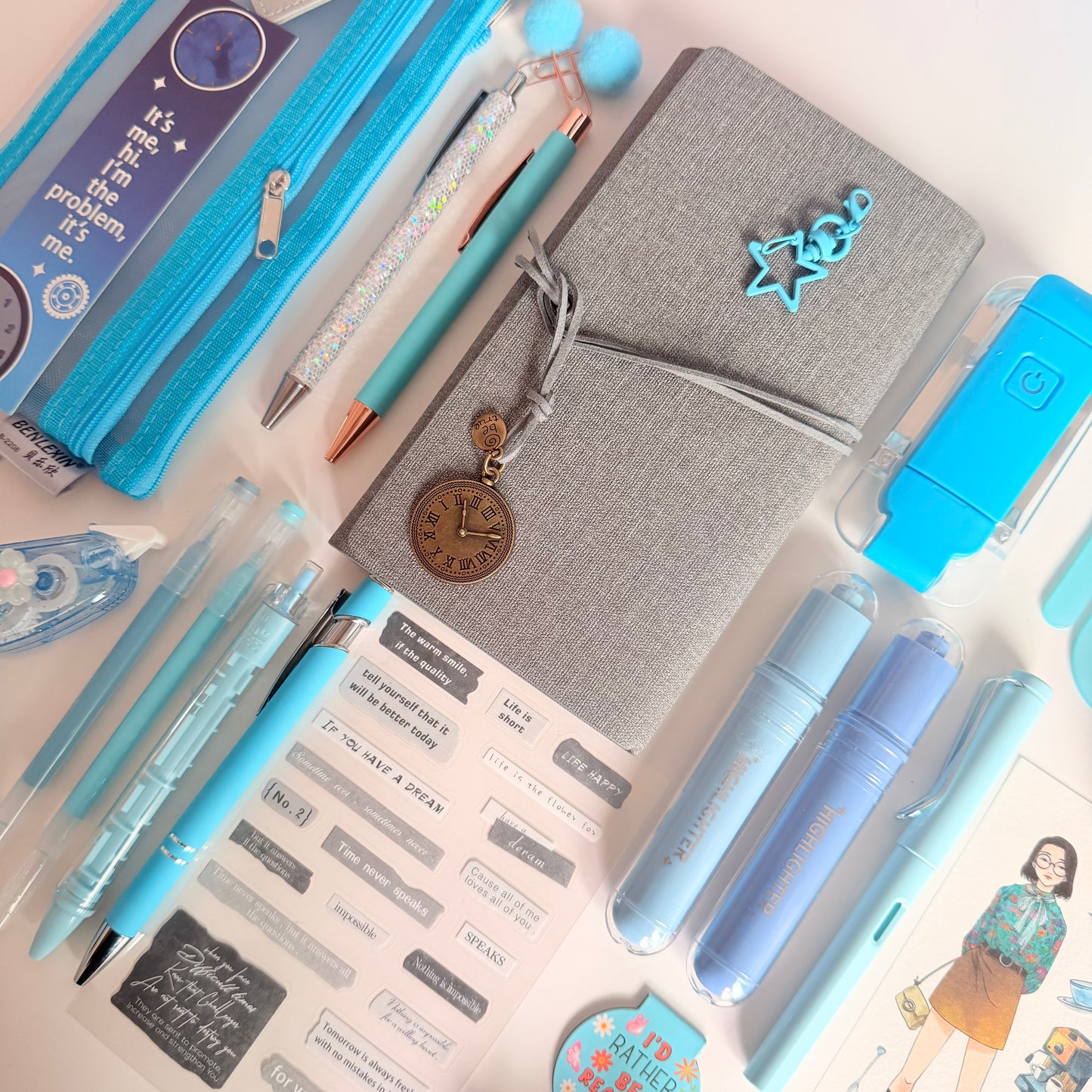 Blue & Gray Stationery Bundle