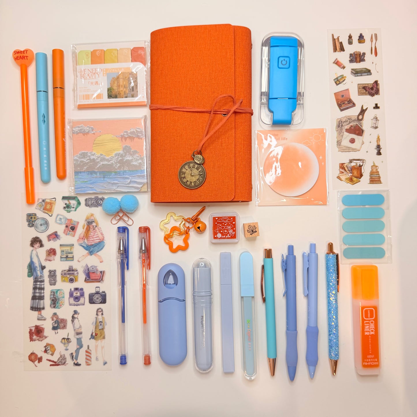 Orange & Blue Stationery Set 🧡🩵
