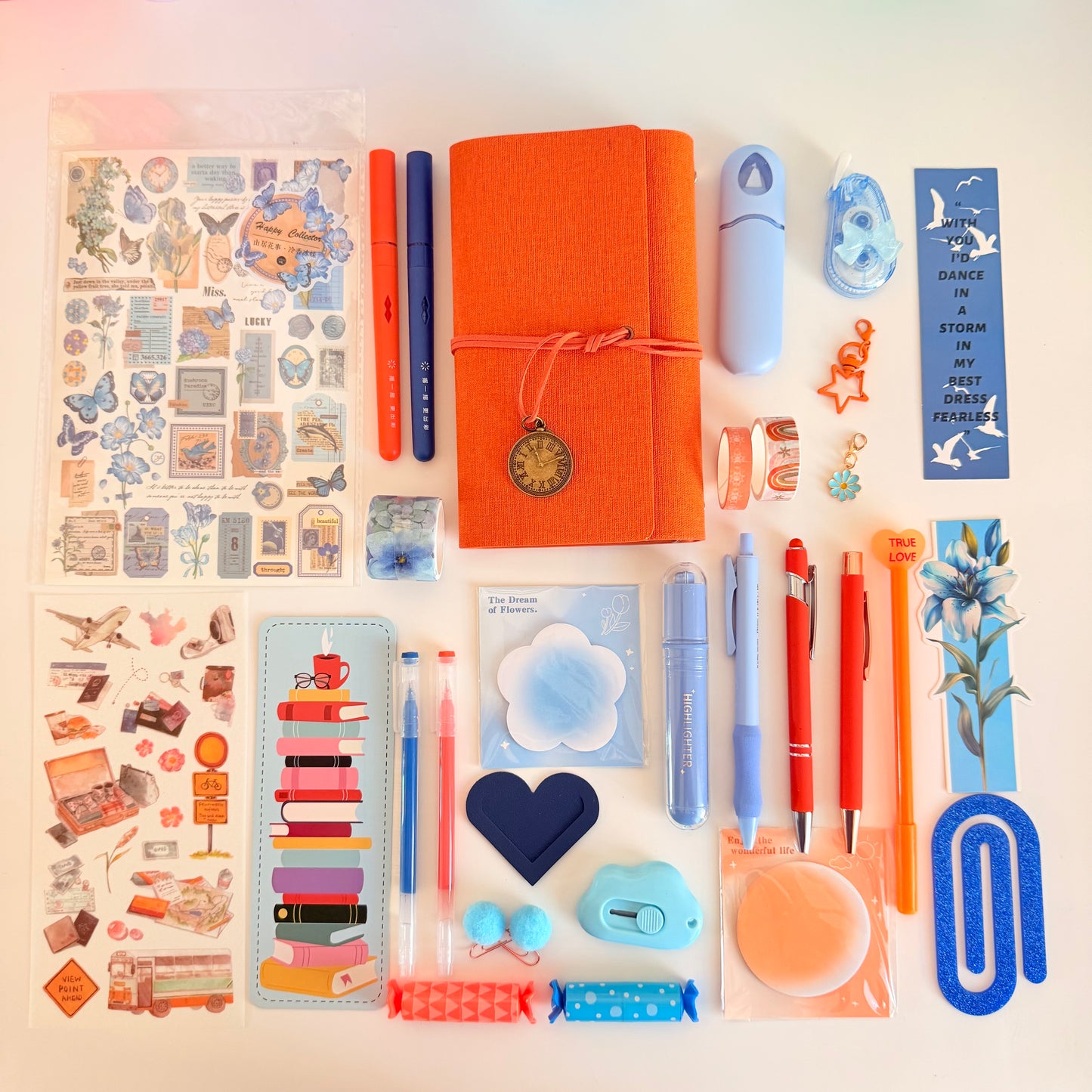 Blue & Orange Stationery Gift Set | Cute Planner & Journal Accessories