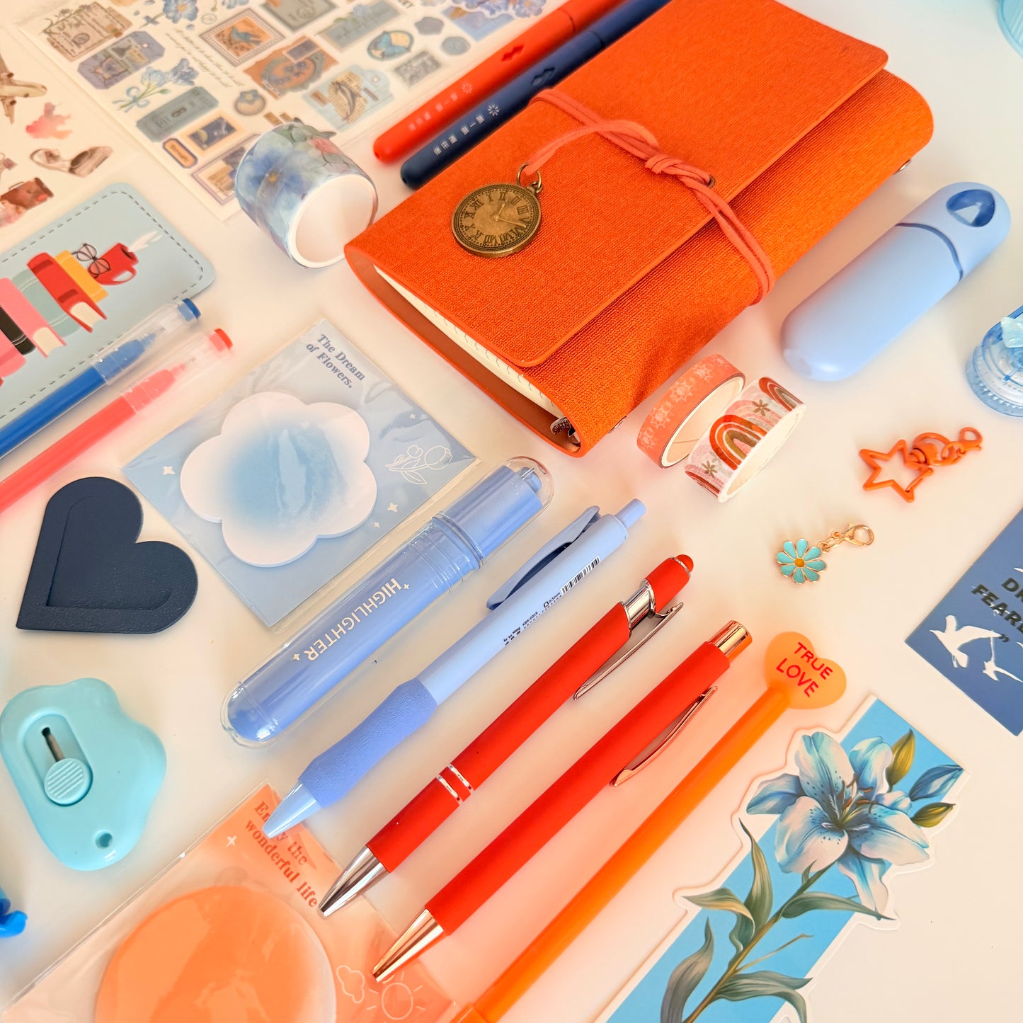 Blue & Orange Stationery Gift Set | Cute Planner & Journal Accessories