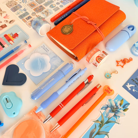 Blue & Orange Stationery Gift Set | Cute Planner & Journal Accessories
