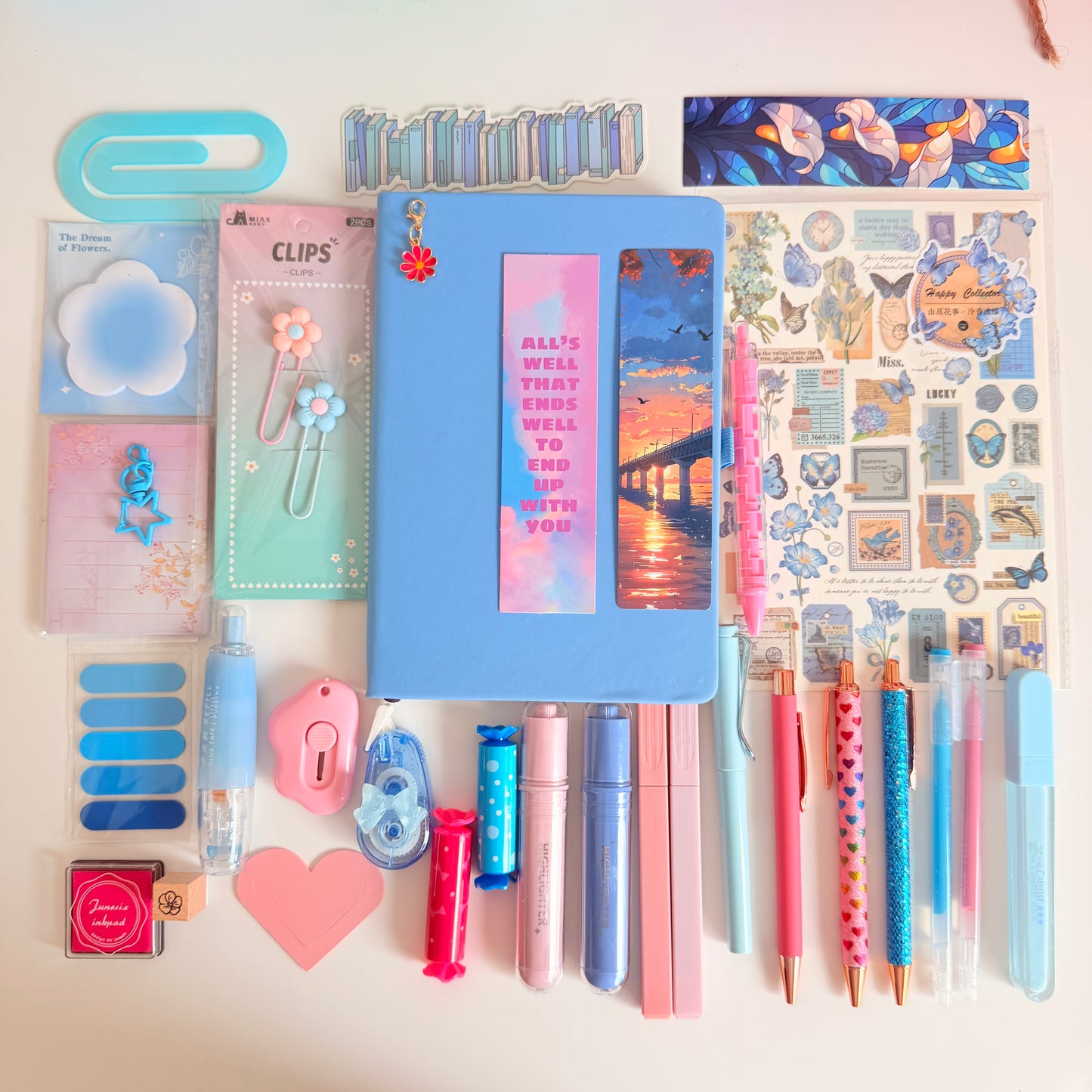 Pink & Blue Aesthetic Stationery Box – Journal & Study Set
