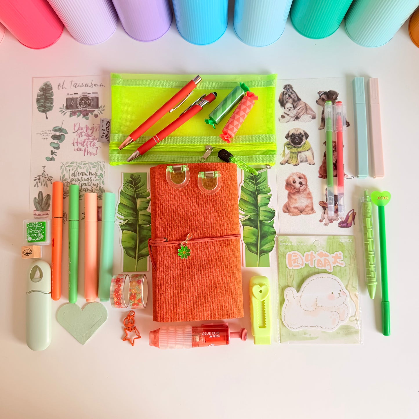 Bold Orange & Green Stationery Box