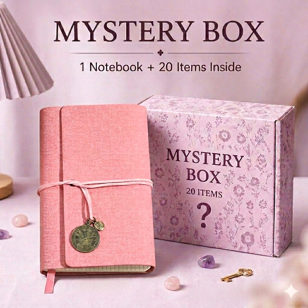 Mystery Box 🎀 | Notebook + 20 Aesthetic Items /Choose your notebook color — your Mystery Box will include this exact notebook.
