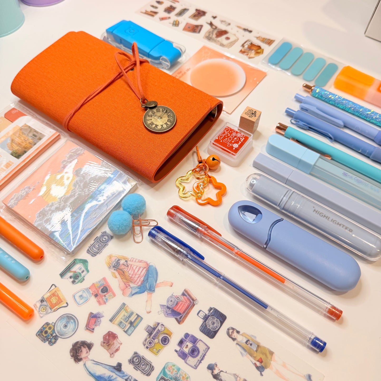 Orange & Blue Stationery Set 🧡🩵