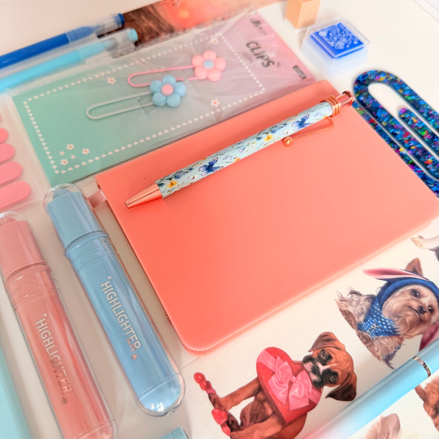 Pastel Pink & Blue Stationery Set – Cute Journal & Study Bundle
