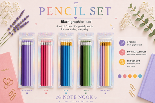 Gradient HB Pencil Set – 5 Wooden Pencils | Pastel Color Collection