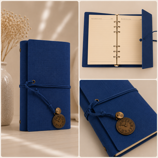 Elegant Journal with Vintage Clock Charm