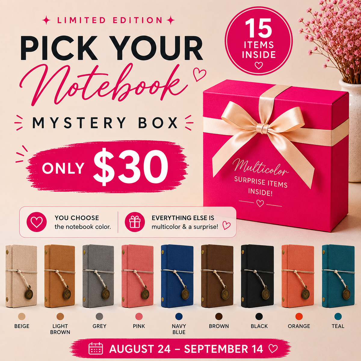 Limited Edition Pick Your Notebook Mystery Box – 15-Item Stationery Surprise