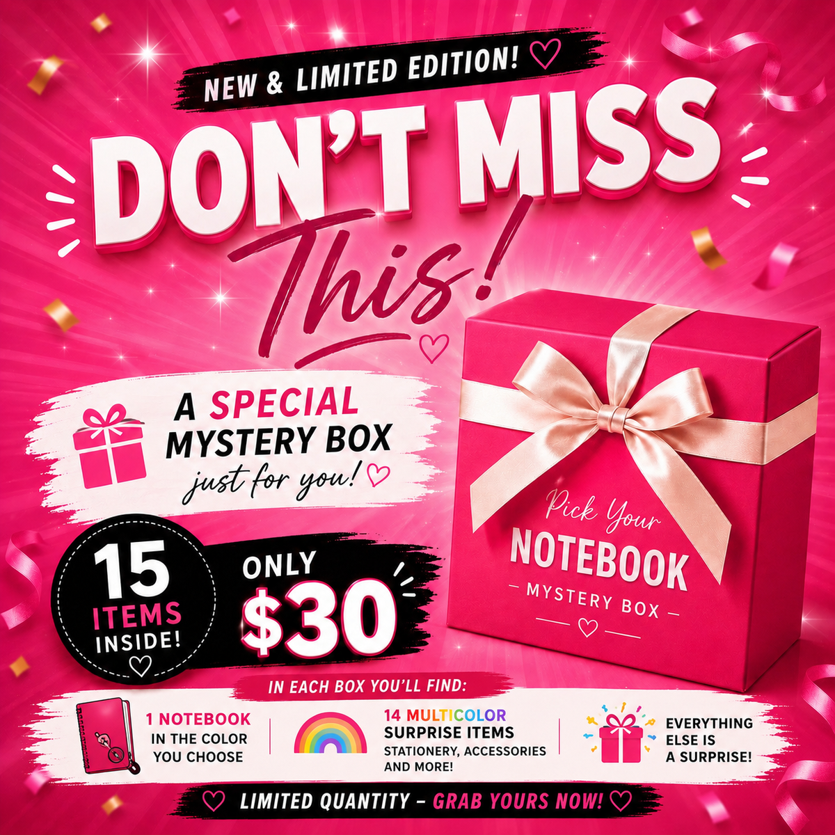Limited Edition Pick Your Notebook Mystery Box – 15-Item Stationery Surprise