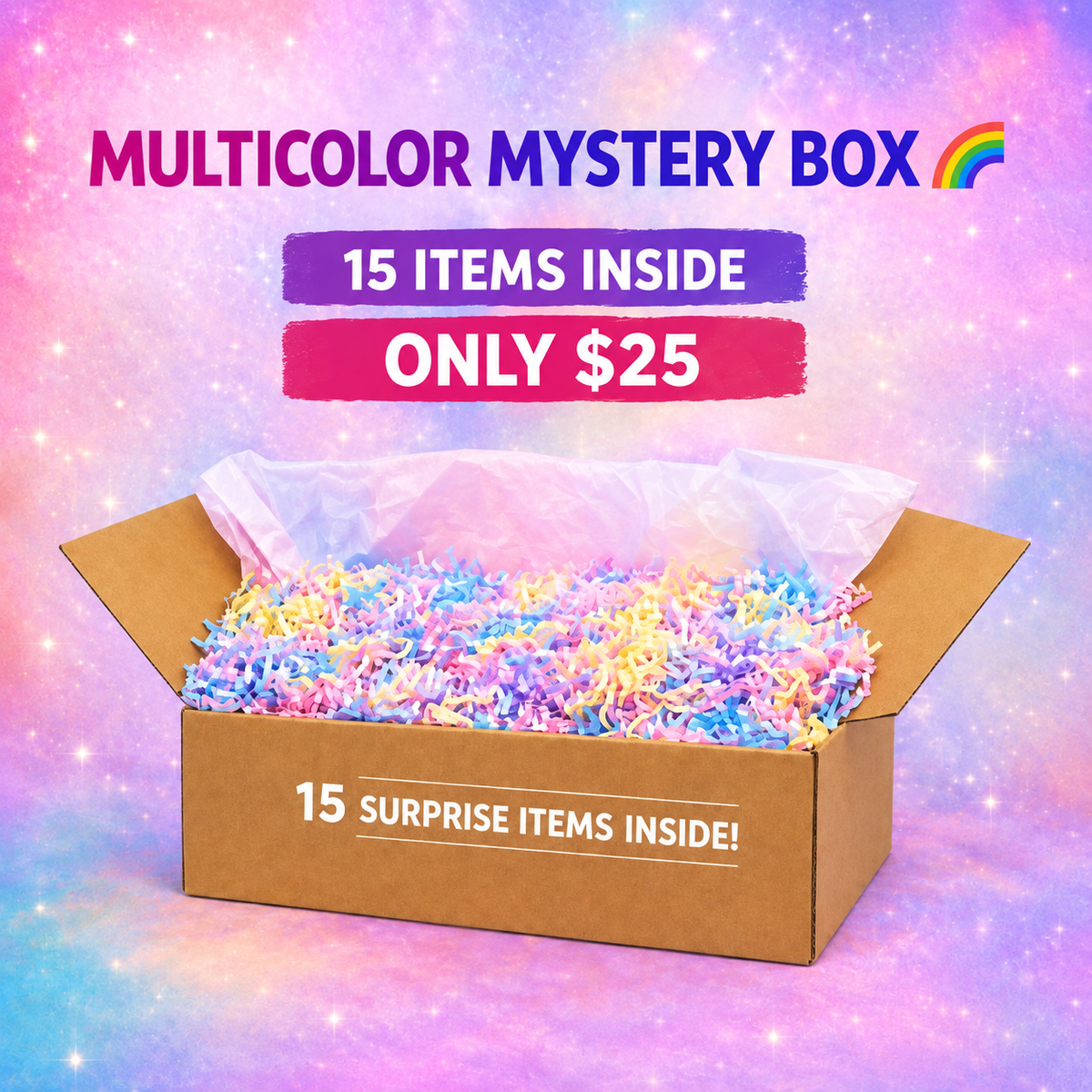 Multicolor Mystery Box – 15 Stationery Items Inside | Limited Edition